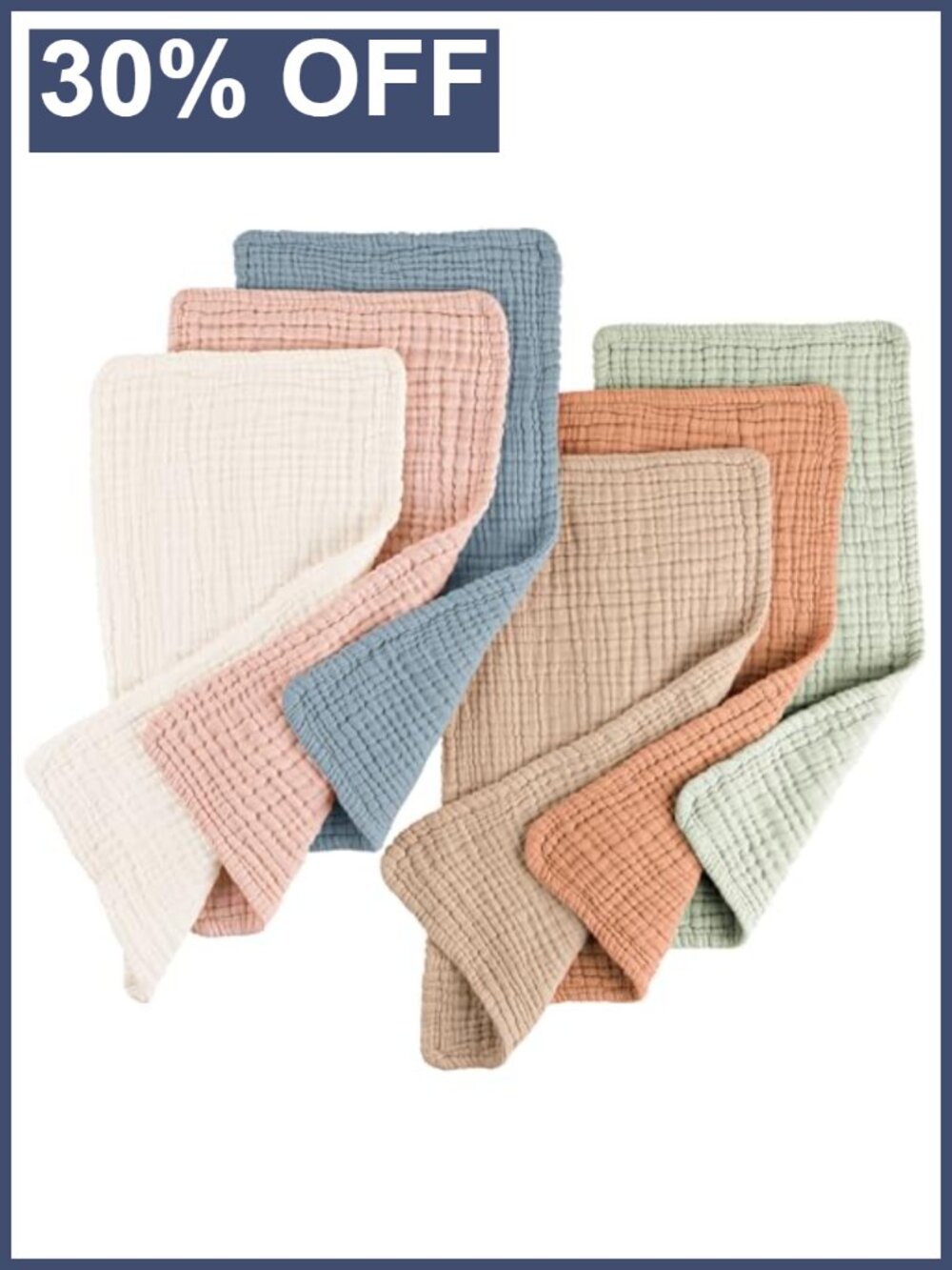 6-Layer Muslin Baby Burp Cloths Ultra Soft Absorbent Cotton Set of 6